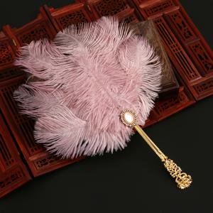 TEMU 인공 타조 깃털 공연용 부채, 우아한 한푸 장식용 부채