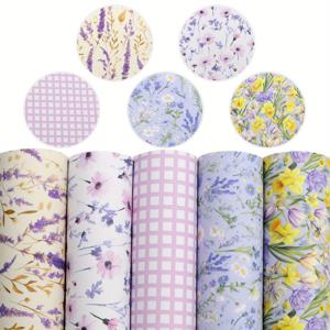 TEMU 5개 인조 가죽 시트 7.87x12.99인치 - 플로럴 프린트 합성 원단, 귀걸이, 헤어 리본, 공예 프로젝트, 장식 공예, 공예 용품, 공예 용품, 부드러운 질감, 내구성 있는 소재, 공예 애호가를 위한 부드러운 질감