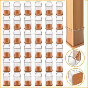 TEMU 36개 투명 노란색 미끄럼 방지 가구 다리 보호대 - 헤비듀티 실리콘 & 펠트 패드, 의자, 테이블, 소형 가구용 - 스크래치 방지 보호대 (호환 가능)