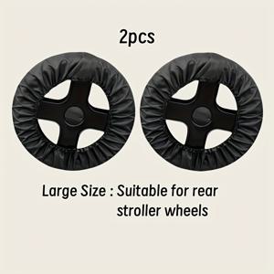 TEMU 유모차 액세서리/바퀴 커버, 먼지 방지 블랙 휠 보호대, 두 가지 사이즈 (대형/소형) - 크리스마스/추수감사절/겨울 선물