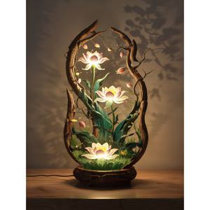 TEMU 5D DIY 페인팅 키트 - 연꽃 테이블 램프 디자인, 전체 라운드 드릴 아크릴 아트, 프레임리스 캔버스 자수 크로스 스티치, 초보자 및 성인에게 이상적, 홈 침실 장식, 생일, 결혼 기념일 및 휴일을 위한 완벽한 선물, 새로운 페인팅 키트|보석십자수