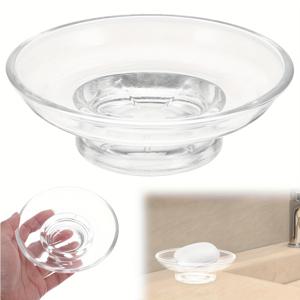 TEMU 원형 프로스트 무광 유리 비누 받침, 욕실 비누 트레이, 반투명 별 패턴, 인스타 스타일, 북유럽 디자인, 가정 및 호텔용, 우아하고 내구성 좋은 비누 상자, 별 모양 비누 홀더, 모던 욕실 수납 용기