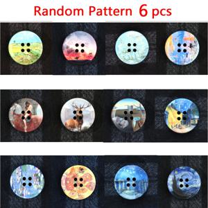 TEMU 6개입-25mm-4홀 레진 장식 버튼, 바그너 스타일 별하늘 & 모네 아트 재봉틀버튼, 독특한 핸드메이드 디자인, 의류·가방·공예품·홈데코용 - DIY 예술적 디자인, 텍스타일 장식, 질감 표면, 매끄러운 마감, 패션 필수 아이템