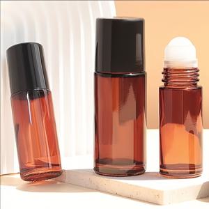 TEMU 2개 50ml 갈색 유리 에센셜 오일 롤러 리필용 빈 롤온 병 데오도란트 용기 향수 롤러용 리필용 병
