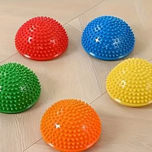 TEMU 2팩 랜덤 컬러 하EDGEHOG 밸런스 볼, 발 마사지, 안정성 훈련, 코어 강도 및 유연성 훈련 - 성인용 반구형 피트니스 볼, 안정성 훈련 도구, 텍스처드 표면, 내구성 있는 구조