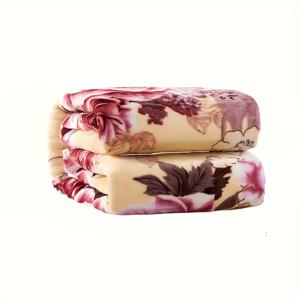 TEMU 1개 빨간 장미와 잎사귀 플로럴 프린트 담요 - 부드러운 마이크로파이버 침대보, 소파, 거실용 - 사계절 따뜻한 침대커버, 세탁기 사용 가능한 럭셔리 홈 데코 - 크리스마스 선물로 이상적 (빨간색)|쇼파커버|쇼파침대