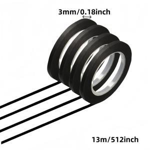 TEMU 4개입 1/8'' 슬림 와시 테이프, 매트 블랙, 잔여물 없음, 손으로 찢을 수 있는 네일 아트, 드레스 포밍, 스크랩북킹, DIY 카드 & 마스킹용