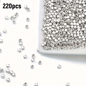 TEMU 4mm 사각형 금색 및 은색 아크릴 루스 비즈 220개 세트, 팔찌 및 목걸이 제작 공예용