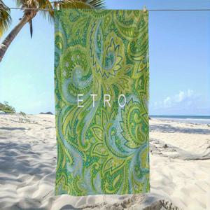 TEMU 빈티지 스타일의 고급스러운 비치 타월. 캐주얼한 분위기를 위한 디자인으로, 가볍고 흡수력이 뛰어난 극세사 소재로 제작되어 캠핑, 수영, 요가 및 야외 여행에 적합합니다.