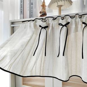 TEMU 리본 장식이 있는 일본 스타일의 레트로 커피 커튼, 주방, 캐비닛, 거실, 코티지 및 게스트하우스 홈 데코에 적합|커튼봉