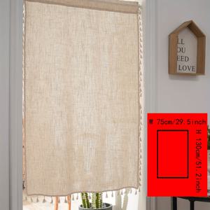 TEMU 1개 단색 클래식 리넨 커튼, 욕실, 문용 - 필터링 반투명 패널, 레트로 창문, 케어 텍스처 (표백 금지)|린넨