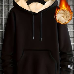 TEMU 남성용 플리스 안감 후드 웜 스웨트셔츠, 긴팔 재킷