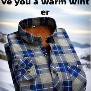 TEMU 남성용 겨울용 두꺼운 플리스 체크 셔츠 | 따뜻한 플란넬 긴팔 작업 셔츠, 캐주얼 주말룩에 적합한 버튼 디테일|남자셔츠