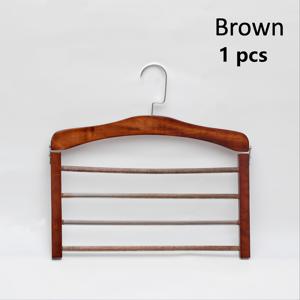 TEMU 4단 속옷 걸이, 미끄럼 방지 로드, 나무 재질, 청바지용, 공간 절약 디자인, 바지, 스카프, 수건 보관에 적합, 미끄럼 방지 나무 옷걸이, 침실, 욕실 가정용 수납에 이상적|바지걸이