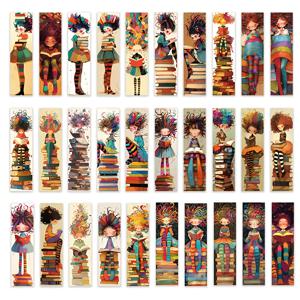 TEMU 30개 세트 환상적인 책벌레 소녀, 섬세한 꽃 북마크와 달리 창의적이고 예술적인 일러스트가 가득한 북마크, 선생님, 독서가, 책 애호가, 생일 선물용 북마크