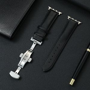 TEMU 캐주얼 비즈니스 인조 가죽 스트랩은 Apple Watch 모델 1, Ultra, SE 2, 1에 적합하며, 38/40/41/42/44/45/46/49mm 사이즈의 남성 시계용 나비 걸쇠 디자인을 특징으로 하며, Iwatch와 호환됩니다.