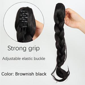 TEMU 클립형 드래곤 수염 물고기 꼬리 땋은 포니테일 가발 익스텐션