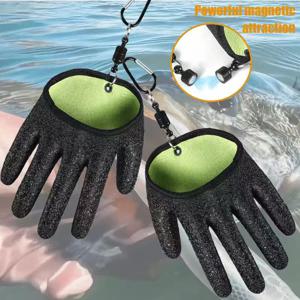 TEMU 4개 세트 전문가용 미끄럼방지 낚시장갑, 라텍스 장갑 2쌍 + 자석후크 2개, 탈출방지-낚시액세서리, 마그네틱버클로 휴대/착용이 편리함, 미끄럼방지 및 내구성 있음, 야외활동·낚시·사이클링에 적합