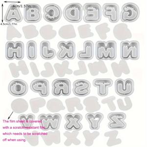 TEMU 26피스 DIY 주얼리 제작용 레진 캐스팅 몰드, A-Z 알파벳 키체인 참 실리콘 몰드, 별과 비즈 디자인, 고품질 그라데이션 컬러 레진 공예 몰드, 액세서리 및 키체인용