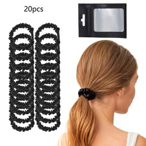 TEMU 20개 블랙 새틴 헤어 스크런치 - 고탄력, 미끄럼 방지 포니테일 홀더 여성용, 부드러운 새틴 헤어 타이, 우아한 헤어 액세서리 생일 및 특별한 날을 위한, 여성용 헤어 액세서리, 생일 헤어 타이, 매끄러운 질감, 여성용 헤어 익스텐션 클립, 헤어 익스텐션 클립, 강력한 새틴 헤어 타이 대용량, 새틴 헤어 도넛, 새틴 헤어 타이, 여성용 헤어 타이
