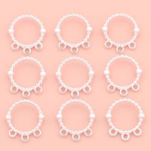 TEMU 30개 라운드 비즈 프레임 펜던트 스페이서 아연 합금 액세서리 실버 장식 참 DIY 팔찌, 목걸이, 귀걸이, 키체인 주얼리 만들기 공예 선물용