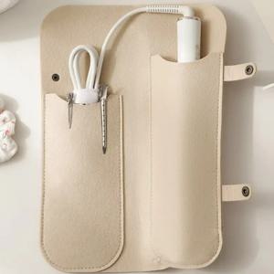 TEMU 헤어 도구 정리를 위한 내열 가방 1개 - 컬링 아이롱, 스트레이트너, 플랫 아이롱용 열 패드가 특징인 휴대용 플러시 정리함, 헤어 드라이어 및 스타일링 도구도 수납 가능