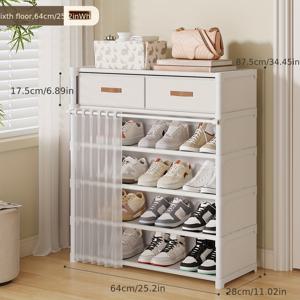 TEMU 1개 가정용 독립형 다층 먼지방지 신발장, 거실용 다기능 신발 보관대, 실내용 대용량 신발 선반, 복도용 심플 보관장, 기숙사, 주택, 아파트에 적합