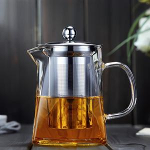 TEMU 1개 ZZBZZ 대형 유리 티포트 스테인리스 스틸 필터 포함 - 내열성 강화, 허브티, 홍차, 꽃차에 적합, 고온 내성 주전자, 가정용 차 끓이기, 전기 불필요, 내구성 유리 디자인