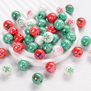 TEMU 15mm 크리스마스 테마 아크릴 원형 비즈 10개입, 프린트 눈꽃 패턴, 장식용 쥬얼리 제작, 펜, 팔찌, 목걸이, 귀걸이 및 휴대폰 체인 장식 등 패션 공예에 적합