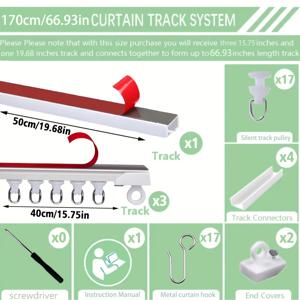 TEMU 다양한 PVC 접착 커튼 트랙 사양, 모던 초박형 트랙, 스플라이싱 또는 길이 절단 옵션 제공, 커튼봉 및 커튼, 드릴 없이 간편 설치, 측면 또는 상단에 설치 가능|커튼봉
