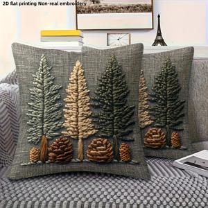 TEMU 2D 플랫 - 2개 세트, 한면 초극세사 베개 커버, 참새와 콘 모양의 2D 프린트 디자인. 자수는 아니고 손세탁 또는 세탁기 사용 가능. 침실, 거실 장식에 적합