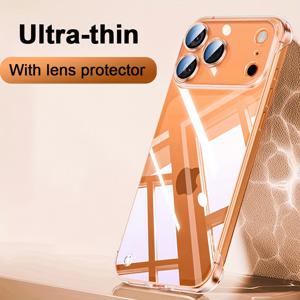 TEMU 아이폰 17 16 15 14 13 12 프로 맥스 플러스 에어 17Air 케이스: 럭셔리 초슬림 하드 케이스, 렌즈 보호 기능, 충격 방지 투명 커버