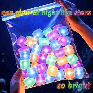 TEMU 30개 야광 레진 아이스 블록 큐브: 별이 빛나는 하늘과 같은 색상으로 변환, 안전하고 무독성이며 내구성이 뛰어나요! 파티 장식, 가정용 야간 조명 및 다양한 축제 활동에 적합합니다. 어두운 곳에서 자동으로 빛을 내고 오래 지속됩니다.
