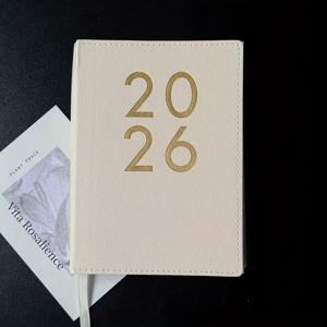 TEMU 2026 B6 인조 가죽 플래너 노트북 - 12개월 365일 데일리 오간라이저, 골드 엠보싱 디자인, 320페이지 (160매) 두꺼운 종이, 빈티지 스타일 사무실, 학교, 개인용 - 17.5X13 Cm, 커버, 부드러운 질감