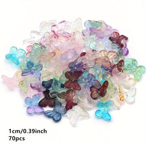 TEMU 70개 유리 나비 비즈, 주얼리 제작에 적합 (목걸이, 팔찌, 귀걸이 포함), 참 팔찌 추가에 완벽