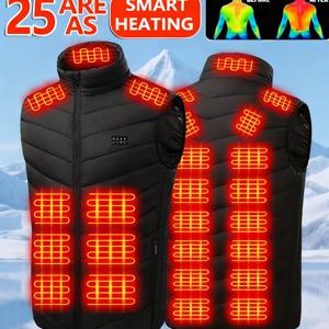 TEMU 21개 온도 조절 구역, 남녀공용 온열 조끼 | 민소매, 가벼운 따뜻함, 겨울 스키, 축제 선물로 적합 (배터리 미포함)