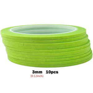 TEMU 애플 그린 종이 테이프, 섬세한 질감, 네일 아트, 페인팅, 스프레이 마스킹 및 패션 디자인에 적합, 10롤 팩으로 제공.