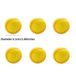 TEMU 6개입 소프트 야구 훈련 공 - 빨간색 스티칭 PU 폼 스펀지 공, 초보자용 탄성 및 신축성, 연습, 팀 스포츠 및 캐주얼 플레이에 적합