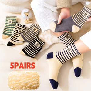 TEMU 크리스마스 선물 5팩 키즈 가을 겨울 양말, 컬러 블록 두꺼운 통기성 폴리에스터와 스판덱스 헤비웨이트 발목 지지 니트 고그램 무게, 만화 소년 따뜻한 스포츠 소녀 스케이팅 슬리퍼, 집 실외 학교 할로윈 생일 휴일용