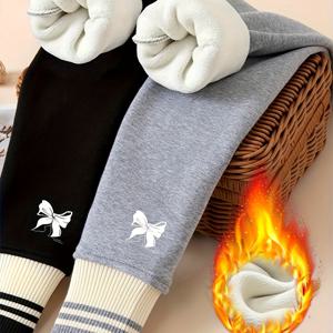 TEMU 여아용 기모 안감 레깅스, 가을/겨울용 두꺼운 레깅스, 원피스 기모 따뜻한 바지, 겨울 중/대형 묶는 바지