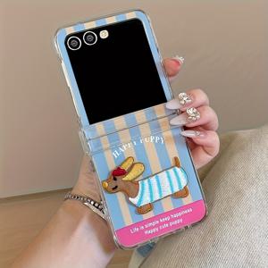 TEMU 휴대폰 케이스 - 디자인의 3D 자수 다치삭스 강아지, 삼성 갤럭시 Z Flip 시리즈 (Z Flip7, Z Flip6, Z Flip5G, Z Flip5, Z Flip4, Z Flip3 포함)용으로 디자인된 케이스, 완벽한 선택입니다.