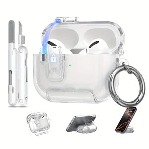 TEMU 여성을 위해 디자인된 Airpods Pro 3 투명 케이스. 부드러운 TPU 투명성 특징. Airpod Pro 3 Gen용 클리닝 펜 포함. 다양한 추가품으로 아세스틱 케이스, 할로윈 테마 케이스, 귀여운 만화 디자인, 그리고 블랙 옵션 제공.