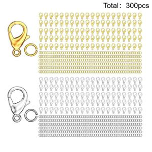 TEMU 300개 로브스터 클로스 버클 및 점프 링 세트, 로브스터 클로스 100개 및 점프 링 200개, 비즈, 스페이서 비즈 커넥터, 펜던트 목걸이 클립, 팔찌 커넥터, 오픈 링, 주얼리 제작 재료