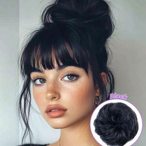 TEMU 리얼 휴먼 헤어 번 도넛 - 웨이브 볼륨, 인스턴트 업두 익스텐션, 두피 친화적 헤어피스 (글루 없음)