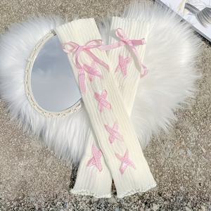 TEMU 여아용 니트 레그 워머 세트 - 스타일리시한 니하이 따뜻함, 튼튼한 겨울 의류, 캐주얼 및 포멀한 행사 모두에 적합 - 관리가 용이하며 체크 무늬 리본 장식이 특징이며 유지 관리가 용이하며 트렌디한 디자인, 십 대를 위한 제품