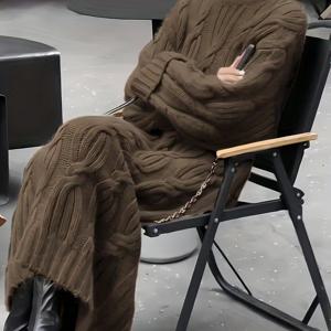 TEMU 플러스 사이즈, 여성용 플러스 사이즈 가을/겨울 우아한 캐주얼 빈티지 드로스트링 하이넥 긴팔 원피스|여성원피스|가을원피스|빅사이즈