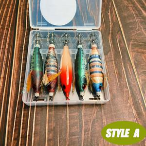 TEMU 아름다운 포장의 야광 모조 새우 5개, 야광 모조 새우 3가지 스타일, 크리스마스 선물, 독특하게 디자인된 새우 상자, 바다 낚시용 문어 바늘, 문어 낚시, 미끼 루어