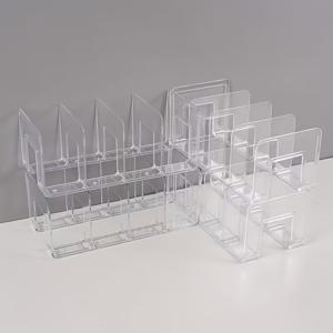 TEMU 투명 아크릴 책장 4개 세트, 투명 PP 소재, 데스크탑 책 정리함, 장식품 분리대, 데스크탑 수납 랙, 가정 및 사무실 사용에 적합