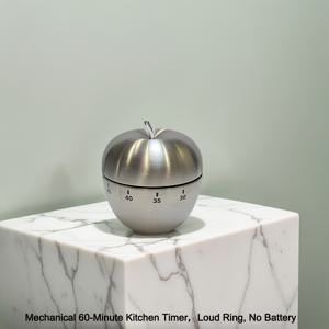 TEMU 신형 주방 타이머, 큰 알람 소리, 배터리 불필요, 기계식 사과 모양 스테인리스 스틸 베이킹 타이머, 60분 주방 타이머, 요리 타이머, 사과 모양 타이머, 학습 훈련 타이머, 베이킹 요리 알림, 피아노 연습 타이머|타이머