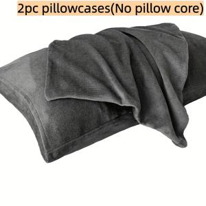 TEMU 겨울용 따뜻한 베개커버 2개 - 통기성 & 부드러움, 피부 친화적인 두꺼운 원단, 봉투형 마감, 세탁기 사용 가능한 단색 베개커버, 침실, 거실용 - 모든 연령을 위한 이상적인 13가지 휴일 선물|베개커버